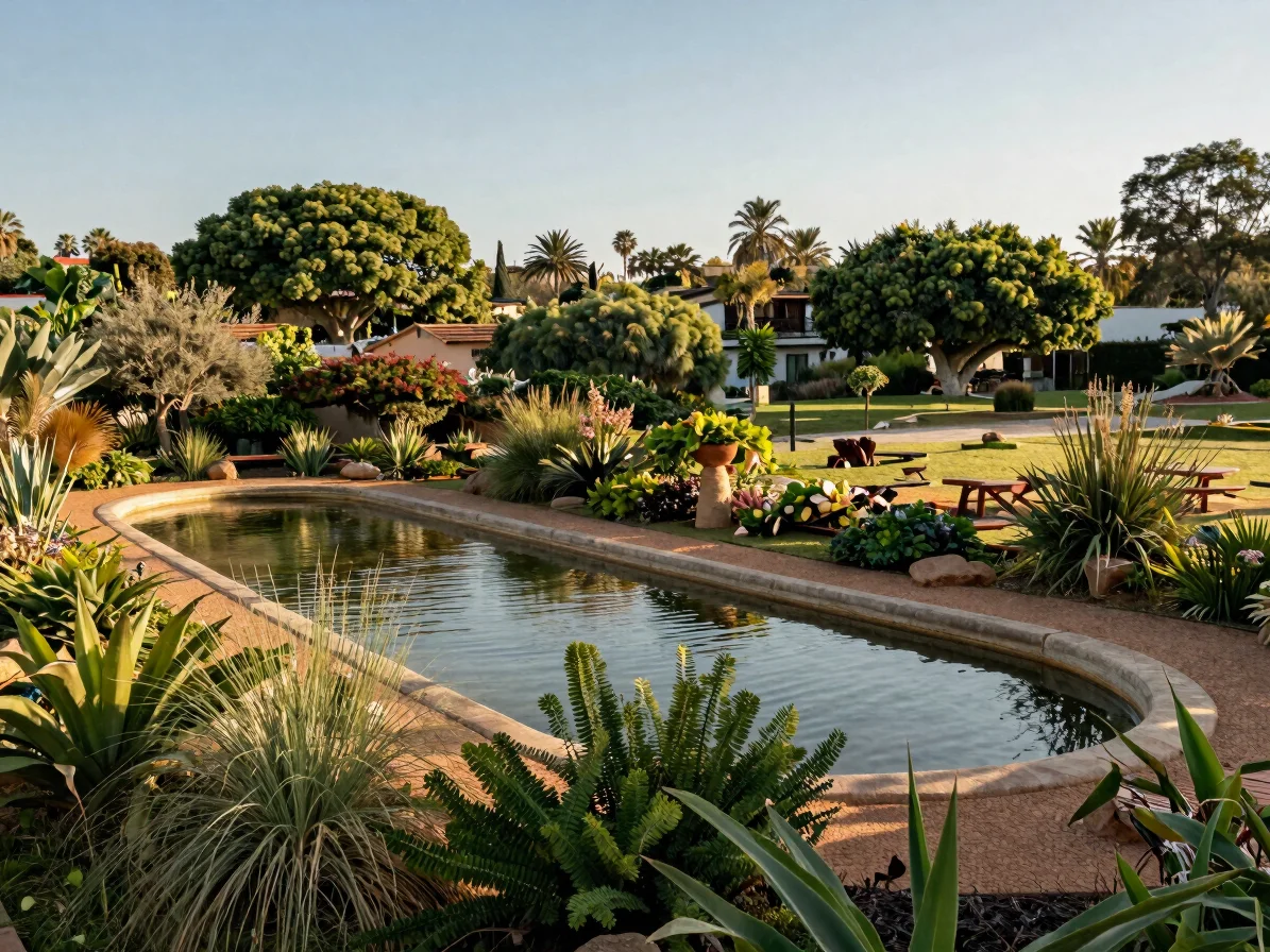 Piscina y zona húmeda de Peñazul La Morada rodeada de vegetación,
